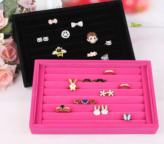 2st -mycket smycken Display Rings Organizer Show Case Holder Box New Red Ring Storage Ear Pin Accessories Box203q