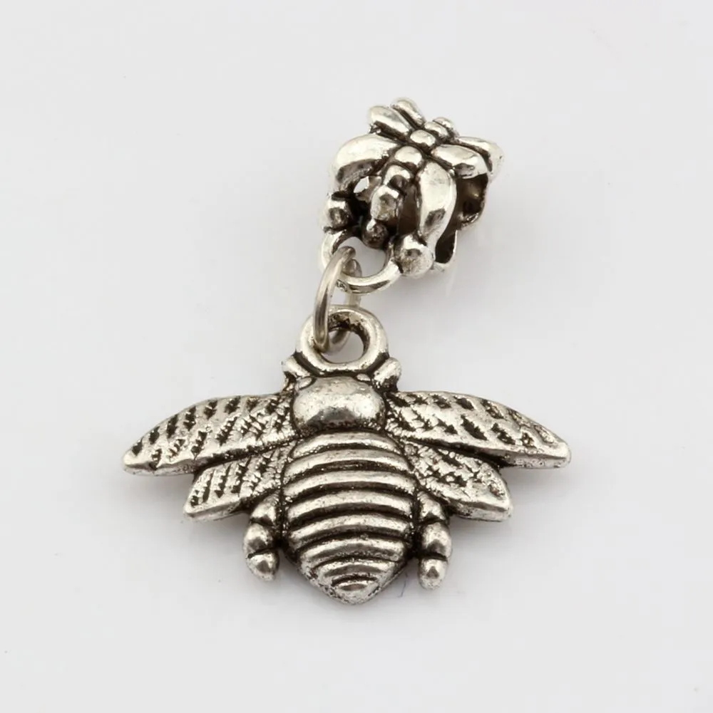 100 Uds. Colgantes de abejas de plata antigua para hacer joyas, pulseras, collares, accesorios DIY 28 21mm221W