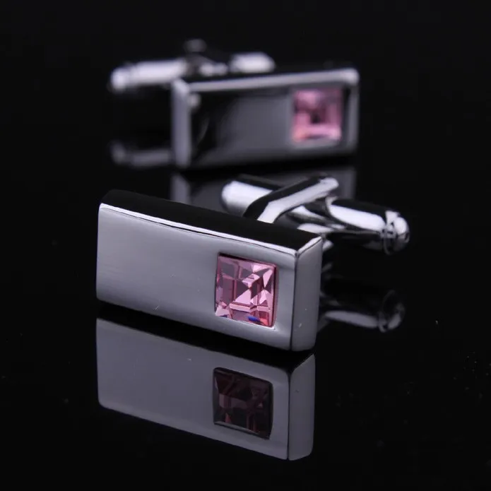 High Quality Crystal Silver Cufflink For Shirt French Cufflinks Fathers Day Gifts For Men Jewelry Wedding Cuff Links W134