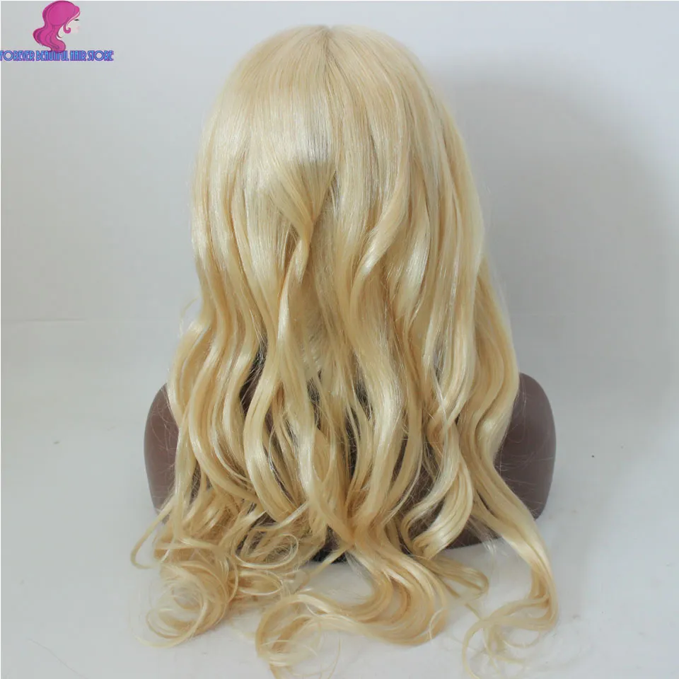 #613 Blonde Unprocessed glueless full lace human hair wigs top quality 150% density body wave