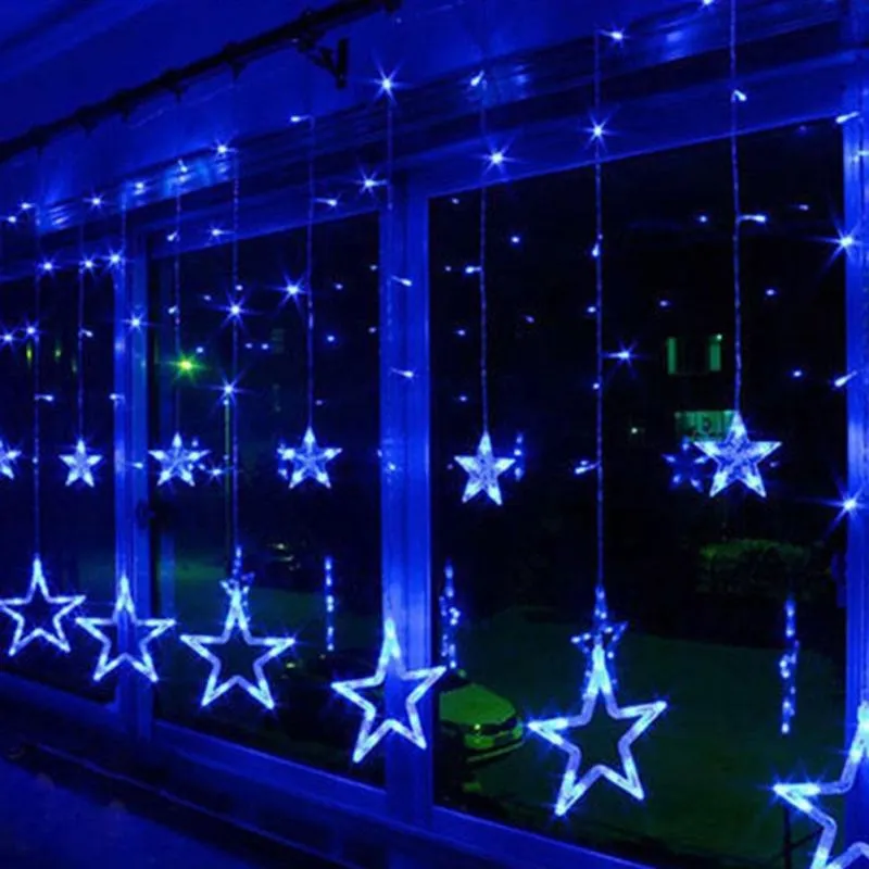 크리스마스 조명 AC 220V EU / AU / US 로맨틱 스타 LED 커튼 문자열 조명 휴일 웨딩 갈 랜드 파티 장식