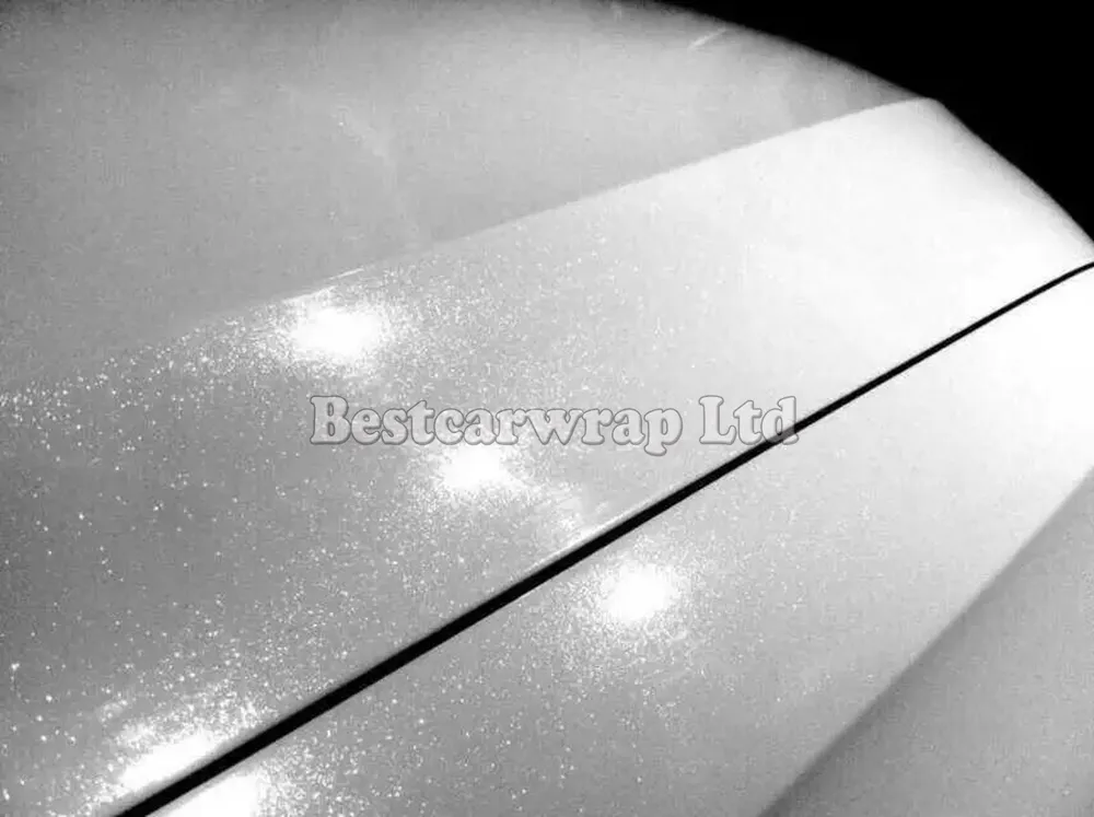 Gloss Pearl Metallic white vinyl wrap Car Wrap Film With Air release Sparkle pearlescent white car wrapping styling Size 1.52*20M/Roll