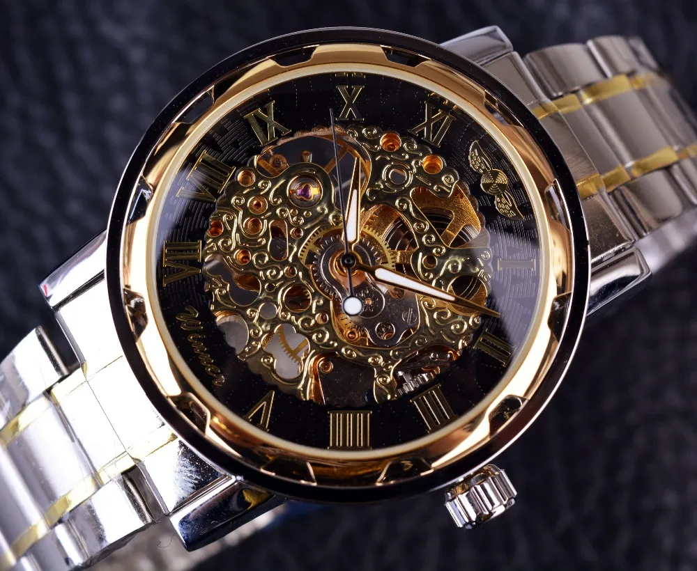 透明なゴールドウォッチメンズウォッチトップブランドの贅沢なレロギオ男性時計の男性カジュアルウォッチモントレメカニカルスケルトンウォッチ278D