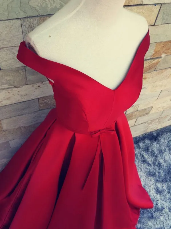 Real Sample Nach Maß Dark Red Prom Kleider V-Ausschnitt Weg von der Schulter Lange Formale Abend Party Kleider mit Schärpe Bogen Festzug Wear