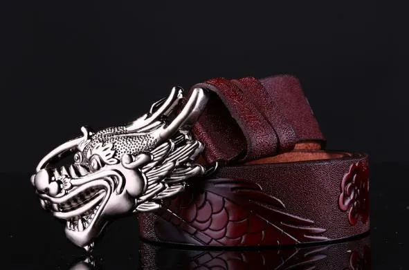 Novo tipo de cinto de alta qualidade marca designer cintos de luxo para homens cobre dragão grande fivela cinto masculino e feminino cintura genuína lea259d