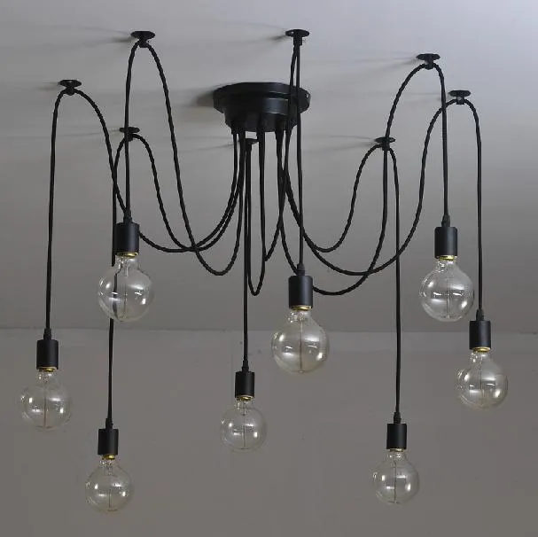  Edison Design Pendant Light Edison Vintage Spider Chandelier pedant Lamp, Edison Chandeliers American Style Led Bulbs