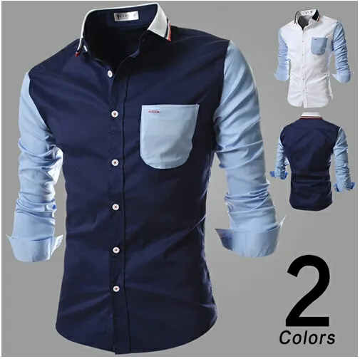 Nueva moda de algodón delgado de algodón de algodón de manga larga conjunta camisetas con estilo elegante camisa 2 Tamaño de color M-2XL CS32