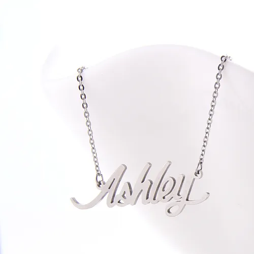 Ожерелье с именем на заказ для женщин, буквы первого шрифта, ожерелье с именем Эшли, персонализированный кулон из нержавеющей стали Namepl229U