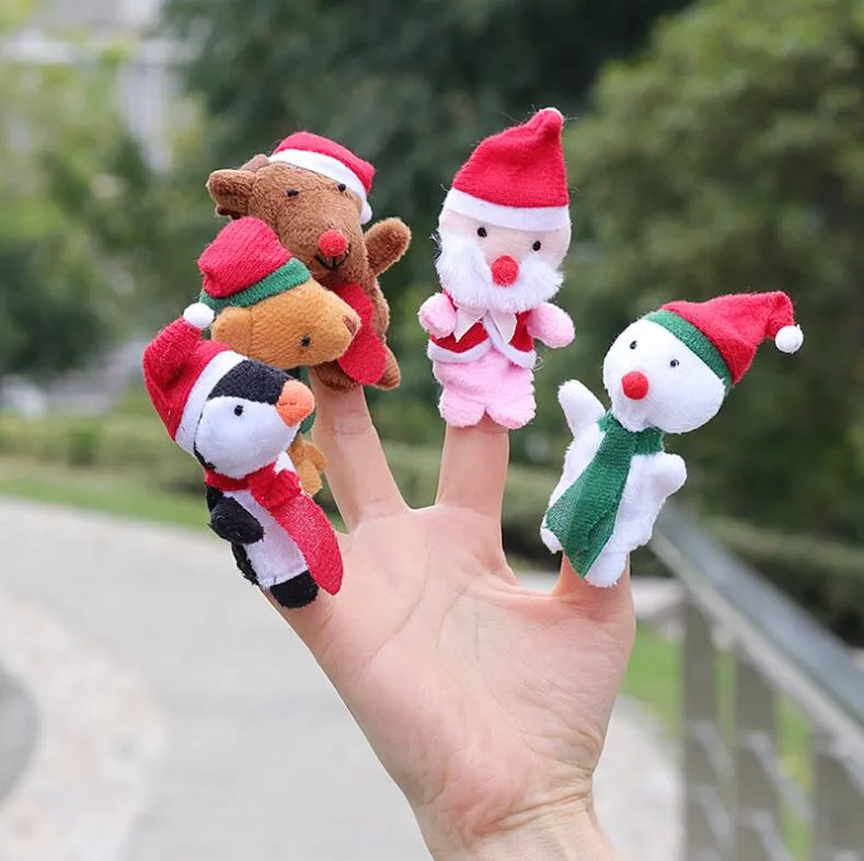 Neue Weihnachten Hand Fingerpuppen Stoffpuppe Weihnachtsmann Schneemann Tierspielzeug Baby Pädagogische Fingerpuppen