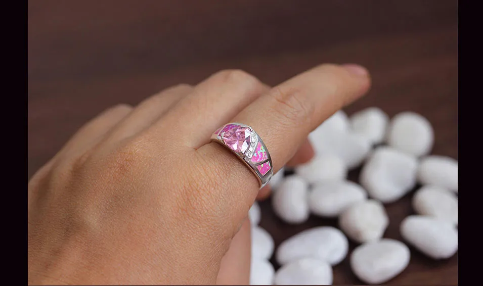 SHUNXUNZE Nobres anéis de casamento Engagement generoso para mulheres dropshipping Pink Pink Zirconia Cubic opala Ródio chapeado tamanho R341 6 7 8 9 10