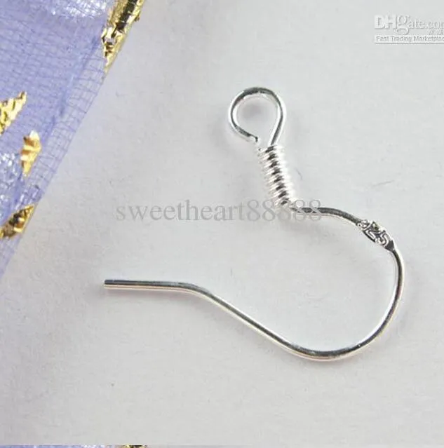 200 st mycket sterling 925 Silver Clasps Hooks Earring Fynd Fishwire Hooks Smycken DIY 15mm Fish Hook Fit Earrings256N
