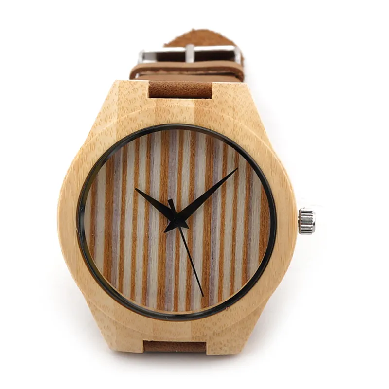 2015最新の竹時計アナログエレガントなユニセックス木製時計男性のためのカジュアルクォーツリストウォッチ贈与