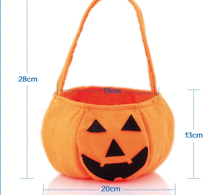  Creative Halloween Props Trick or Treat Pumpkin Candy Bag Basket Cute Non-woven Smile Face Handdle Pouch 