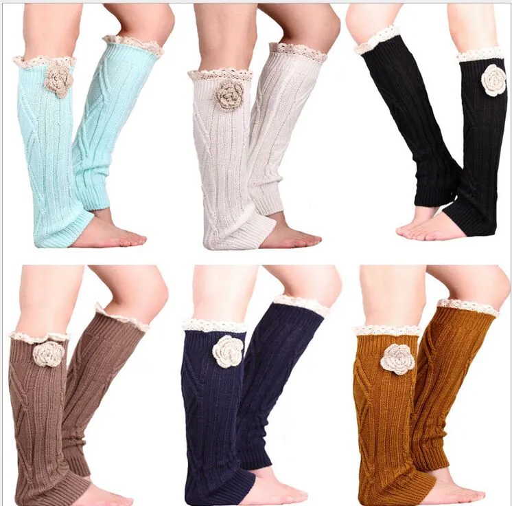 handmade flower lace leg warmers Dance socks Warm up knitted booty Gaiters Boot Cuffs Socks Boot Covers Leggings Tight #3937