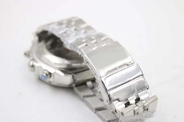 特別版Chronometre Quartz Men's Wristwatch Three Zone 48mmフルステンレス鋼ベルトブラックフェイスオスムーンウォッチrelo244m