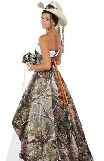 Fashion Strapless Camo Wedding Dresses Lace-up Vestidos de Novia Camouflage Ball Gown Forest Bridal Dress Latest Design Cheap Party Gown