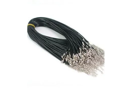 2 mm czarny szkolony sznurek PU metalowy homar Naszyjnik do majsterkowania biżuterii rzemieślniczej 18 191o