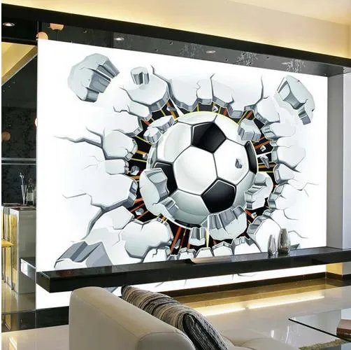 カスタムウォール壁画の壁紙3Dサッカースポーツクリエイティブアート壁絵画リビングルームテレビ背景PO壁紙フットボール232K