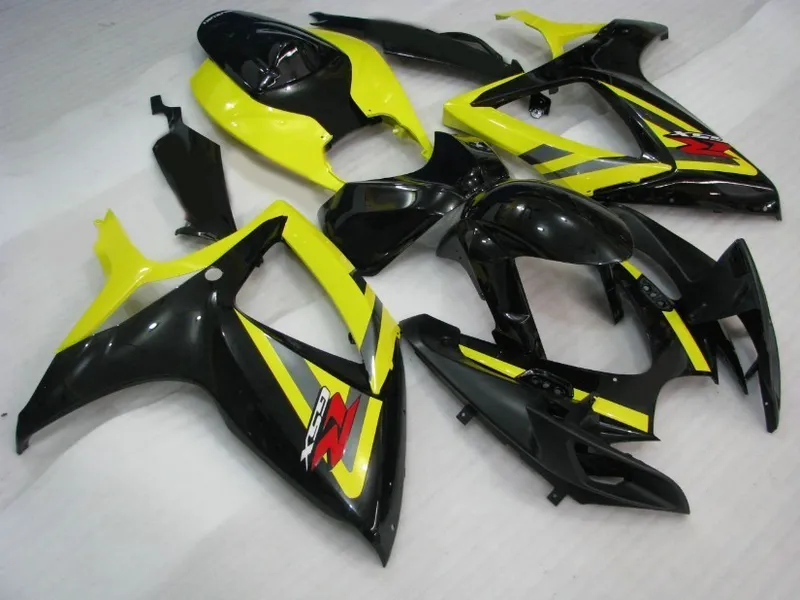 Carrocería personalizada para Suzuki GSXR 600 750 06 07 Kit de carenización GSX-R600 R750 2006 2007 Motocycle negro / amarillo