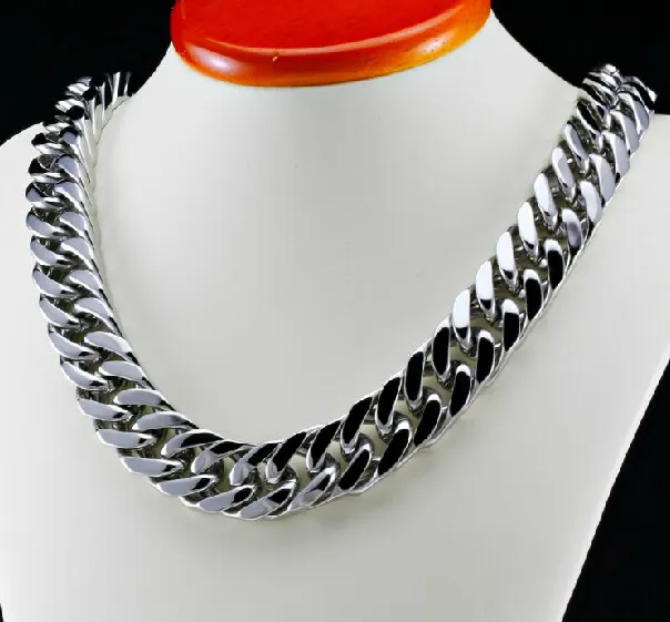 Neuer Stil, cooler Herren-Schmuck, 15 mm, 61 cm, riesige große Edelstahl-Halskette mit schweren, klobigen Bordsteingliedern für Weihnachten, Urlaub245q