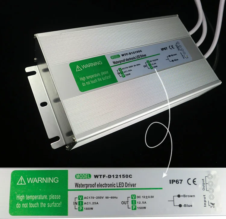 120W 150W 200W 250W 300W Waterproof Superior Quality Aluminum Alloy LED Power Supply Driver LED Transformer 110V/220V to 12V/24VDC Output