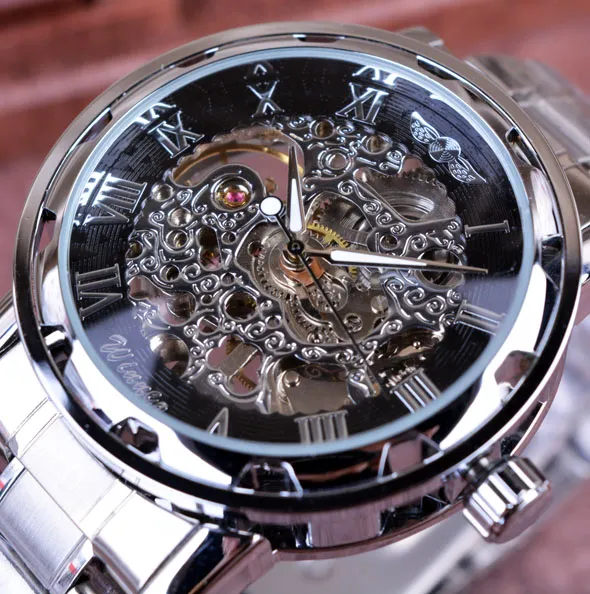 Transparent Gold Watch Men Watches Top -Marke Luxus Relogio Männliche Uhr MEN CLASSIGE WATCH MONTRE HOMME MECHANISCHE Skelett Watch255a