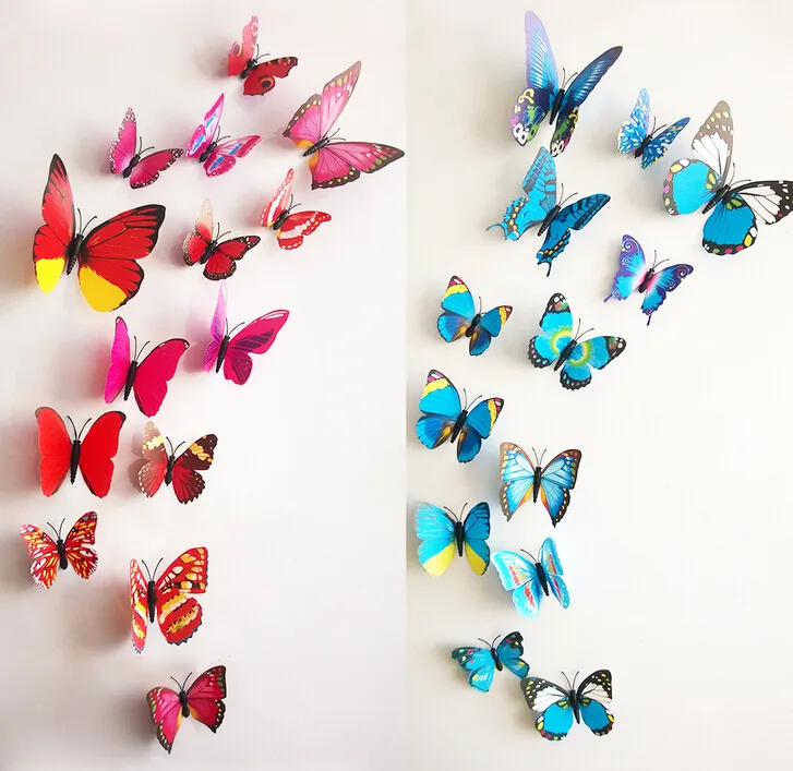 / Set autocollants muraux 3D PVC Butterfly Autocollant Beautis Votre salon Chambre à coucher Mur de Noël Art Neuf Exclusif Ventes