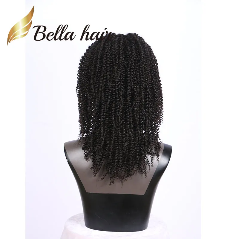 Peluca de encaje de pelo humano 100% indio afro kinky curl pelucas delanteras completas bellahair