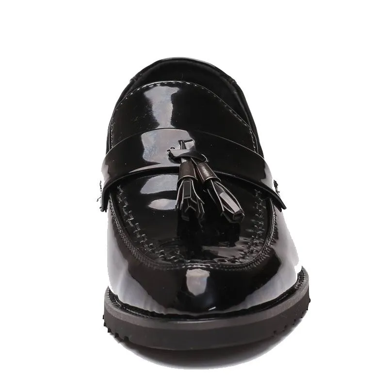 Nova Chegada de Moda Dedo Apontado Toe Boat Shoes Homens Sapatos de Couro Preto de Negócios Lazer Borla Vestido de Sapatos Hombre Zapatos