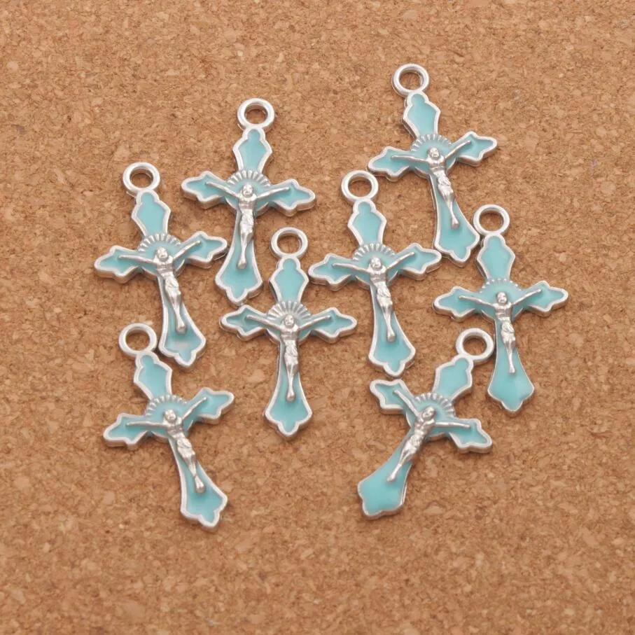 Émail Crucifix Croix Jésus Charms Pendentifs / 14x22 5mm Bijoux de mode DIY Fit Bracelets Collier Boucles d'oreilles L499271q