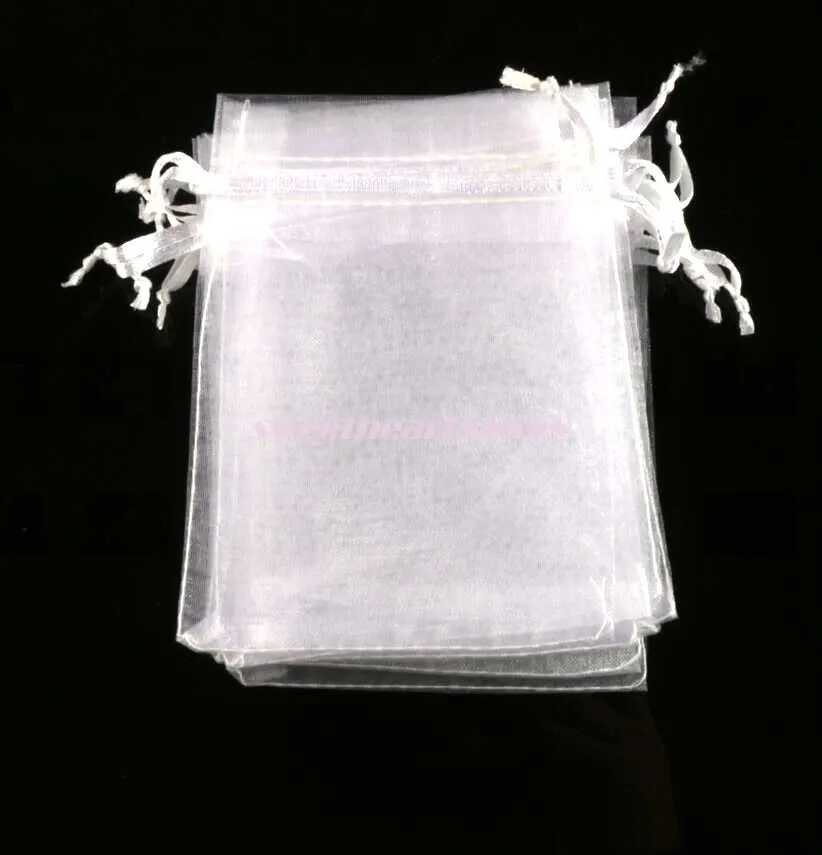 Sprzedaj 4 size Białe organza biżuterię torby na prezent na wesele Favors Kulki biżuterii 309D