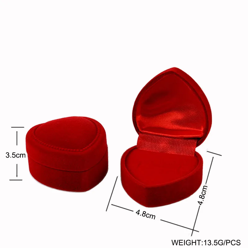 High Quality 4.8cm*4.8cm Jewery Organizer Red Velvet Ring Box Storage Cute Boxes Small Gift Box For Rings Earrings Pendent Necklace 