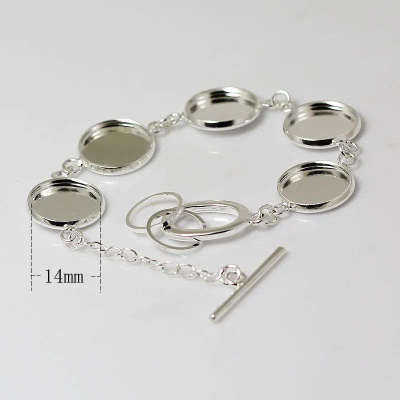 Beadsnice bracelet trays blank po round blank brass with five bezels for 14mm round resin or cabochon ID 12141338t