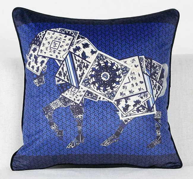 fodera cuscino in velluto di lusso cavallo blu divano federa cuscino euro cojines etnico geometrico almofadas decorazione domestica moderna260h