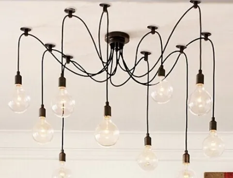 Retro lustre e26 e27 aranha lâmpada pingente titular edison diy lâmpadas de iluminação lanternas acessórios fio mensageiro excluir bul2515