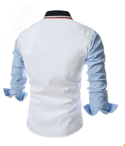 Yeni Moda erkek Ince Pamuk Uzun Kollu Bölünmüş Ortak Renk Gömlek Fit Şık Elbise Gömlek 2 Renk Boyutu M-2XL CS32