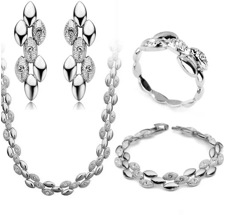 Italina 2016 Luxious Wheat Series Jewelry Set With Swarovski Crystal Stellux Necklace+Bracelet+Earrings+Rings RA016S