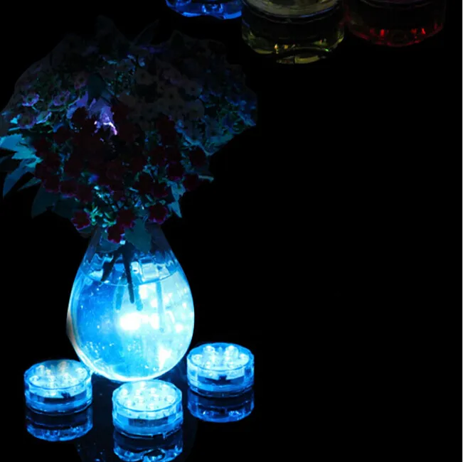  Remote Controlled Submersible Vase Fish Tank Decoration Lamp 10 LED Colorful Changed Waterproof Night Lights For Wedding Holiday Party Decor