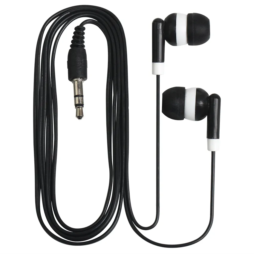 Svart Färgglada Billiga Headphone Disposable 3.5mm Stereo Earbud Hörlurar för teatermuseum Skolbibliotek för mobiltelefon