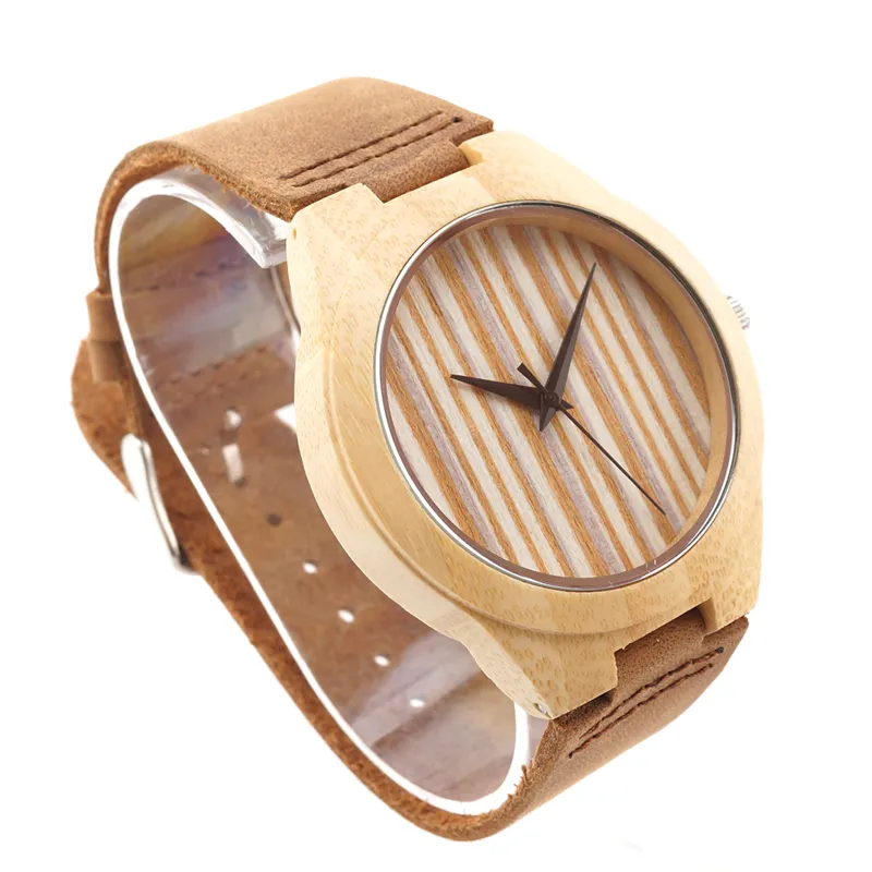 2015最新の竹時計アナログエレガントなユニセックス木製時計男性のためのカジュアルクォーツリストウォッチ贈与