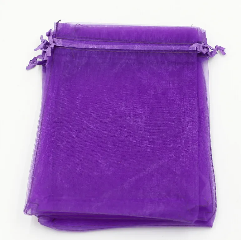 Purple ile Purple Drawstring organze takı çantaları 7x9cm vb.
