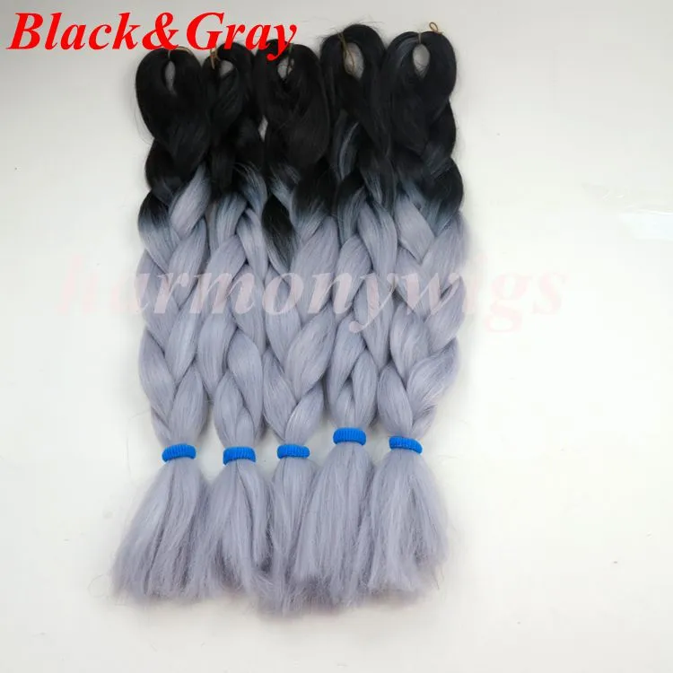  Kanekalon Synthetic braiding hair 20 24inch 100g Ombre two tone color jumbo braid hair extensions Optional