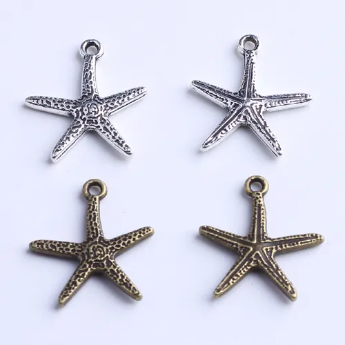 Silver copper retro Floating Charms Starfish Pendant Manufacture DIY jewelry pendant fit Necklace or Bracelets charm 10287r