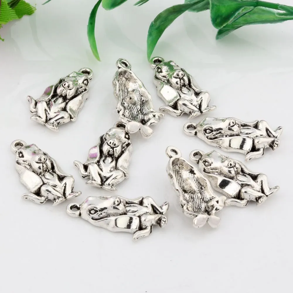 150 pièces antique en alliage d'argent Basset chien pendentif à breloques bijoux à bricoler soi-même ajustement collier Bracelet 14 5X25 5MM215x