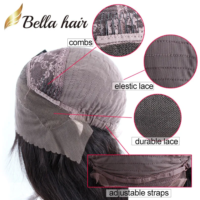 Perucas de cabelo humano para mulheres negras Renda dianteira perucas 150% densidade encaracolado humano virgem natural cor tampa média com pentes bellahair