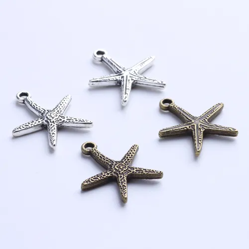 Silver Copper Retro Floating Charms Starfish Pendant Fabrication BIELLEMENT DIY PENDANT PENDANT Collier ou bracelets Charm 10287R
