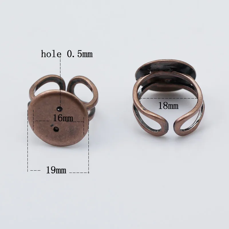 Anillo de dedo ajustable de Beadsnice anillo del bisel en blanco con 16 mm almohadilla plana de latón joyería única al por mayor Ring Making ID 8130