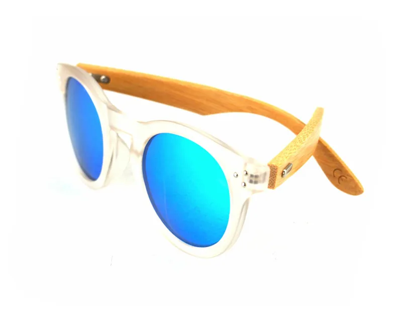 10 Pçs / Lote Nova Chegada Retro Rebite Rodada Óculos De Sol De Madeira Polarizada Óculos De Sol Clássicos Mulheres Homens Designer De Bambu Eyewear 14 2 5 2 14249c