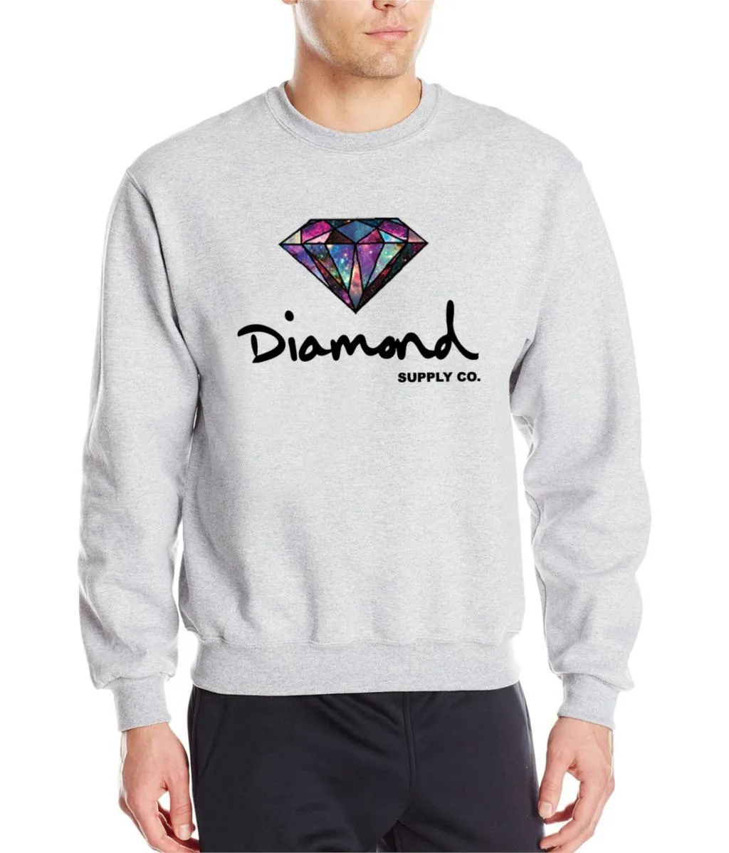 Men Winter Fleece Hoodies Diamond Printed Letters Thick O-neck Pullovers Long Sleeved Casual Sports Tops Clothes