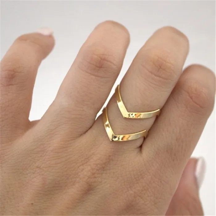 Nuevo anillo doble lindo para las mujeres anillos de racimo plateado plateado